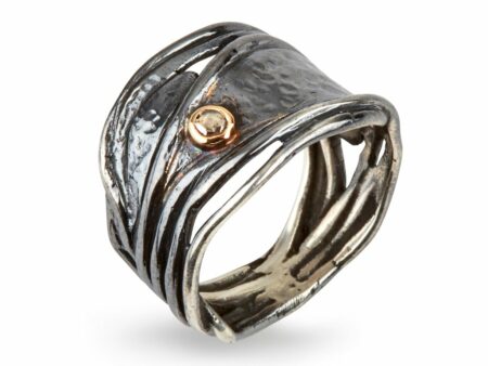 Unik silver ring Handgjord från By Birdie Hubble Silver guld diamant
