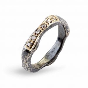 By Birdie ring Heritage Golden Wave i Silver Guld med diamanter