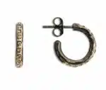 Örhänge Roman Hoop Creol Pavé Handgjort örhänge i 925 sterling med silver och 18 karat guld Diameter 15mm Med rose (0,25 ct) diamanter