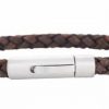 Läderarmband rund flätad brun