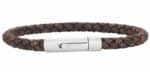 Läderarmband rund flätad brun