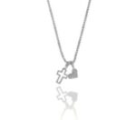 hjärta kors halsband i silver