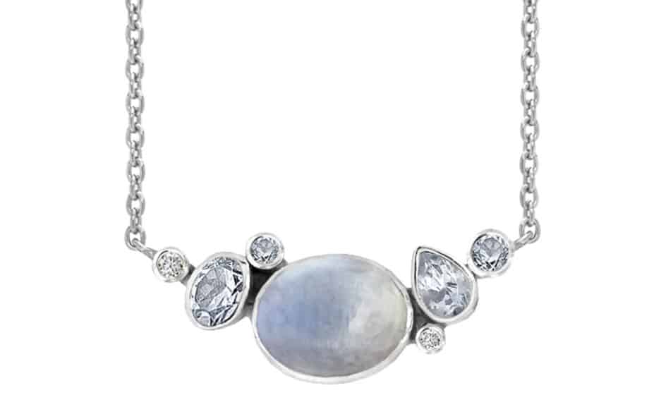 Silver collier med stenar