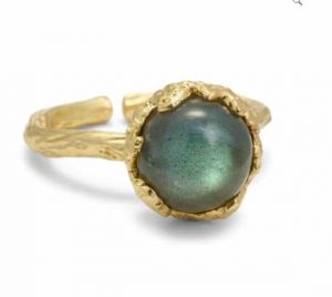 ring guld 24k plätering labradorite sten 10mm