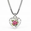 silver hjärta ros i emalj halsband barn