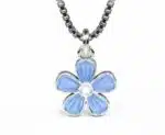Blå blomma i emalj halsband silver