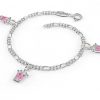 Silver armband med rosa emalj kronor Pia Per