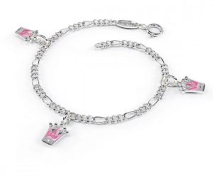 Silver armband med rosa emalj kronor Pia Per